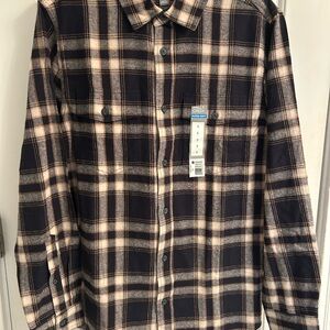 NWT-Falls Creek Men's Black and Cream Flannel Shirt